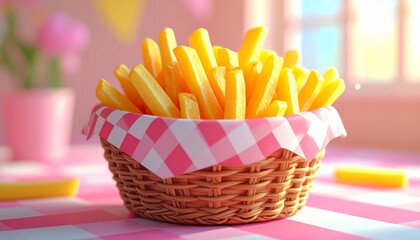 Cute 3D Cartoon Woven Basket with French Fries
