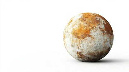 Rusty metal sphere on white background with shadow