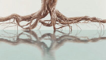 Tree Roots Reflected in Water