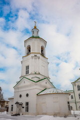 Fototapeta premium Orthodox Christian Bell Tower Architecture In Winter Season