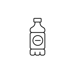 Bottle and minus. Delete container, remove liquid. Pixel perfect, editable stroke vector icon