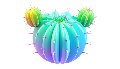 A stylized, vibrant cactus against black, glowing in pastel hues