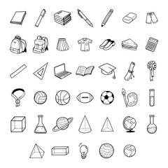 Hand Drawn School Education Doodle Illustration Set