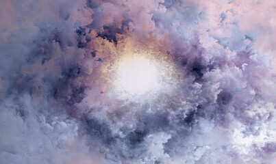 Ethereal Clouds with Soft Hues and Radiant Light Emitting Center