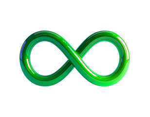 Glossy green infinity symbol on a black background, representing eternity