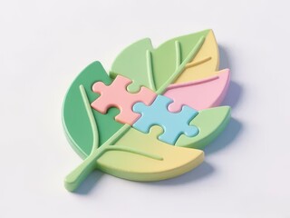 leaf puzzle, nature creativity concept, isolated on white background
