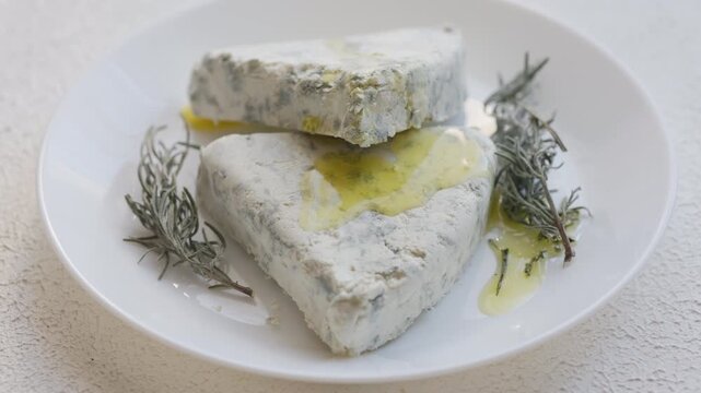 Close-Up of Walnuts with French Roquefort Cheese