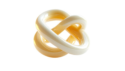 Shiny, intertwined 3D torus in warm tones against a black backdrop