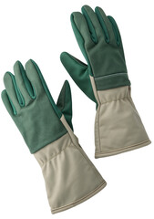 Green and beige protective gloves for gardening or work