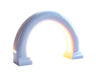 Shiny, arched structure with illuminated interior on a black background