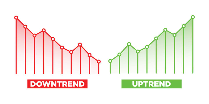 Uptrend and Downtrend chart . rising graph arrow up, concept of business success. Vector illustration