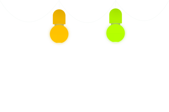 Yellow and green bulbs hanging on a string isolated on transparent background - Powered by Adobe