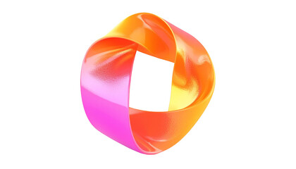 Floating, twisted, glossy ribbon-like abstract shape on black