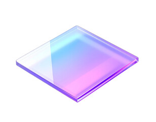 Translucent, diamond-shaped object with a soft gradient of purples and blues