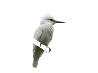 Majestic white kingfisher perched gracefully on a branch isolated on transparent background