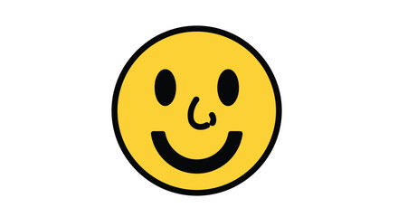 Fototapeta premium Bright and cheerful yellow smiley face with playful expression conveying happiness and positivity in a minimalistic cartoon style suitable for
