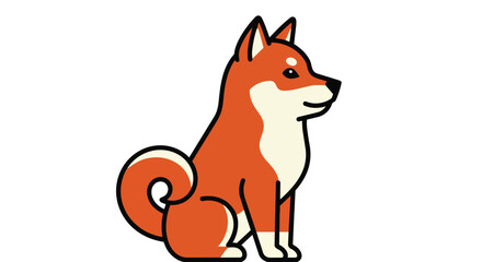 Obraz premium Stylized Illustration of a Shiba Inu Dog with Distinctive Features and Playful Expression for Creative Use