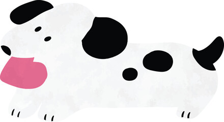 Cute Cartoon Dog Trotting with Pink Tongue