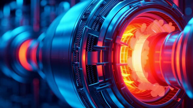 High peak energy glowing futuristic mechanical turbine engine technology with reliable performance