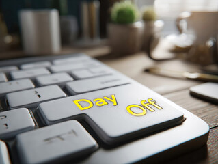 Keyboard with day off key emphasizes relaxation and work-life ba