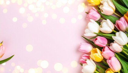 Beautiful flowers with copy space on a pale pink background make up this banner. Create a greeting card with a specific focus for Mother's Day, Women's Day, Valentine's Day, or March 8th.