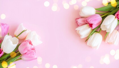 Beautiful flowers with copy space on a pale pink background make up this banner. Create a greeting card with a specific focus for Mother's Day, Women's Day, Valentine's Day, or March 8th.