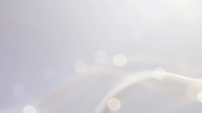 Soft focus ethereal white and silver background with bokeh lights and abstract flowing ribbon