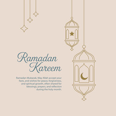 Fototapeta premium Ramadan Kareem greeting card with lanterns and stars