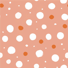 Playful polka dot seamless pattern, hand-drawn round dots