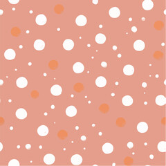 Playful polka dot seamless pattern, hand-drawn round dots