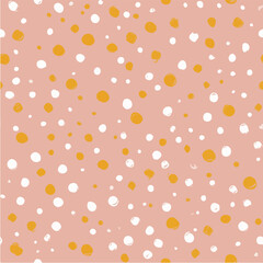 Playful polka dot seamless pattern, hand-drawn round dots