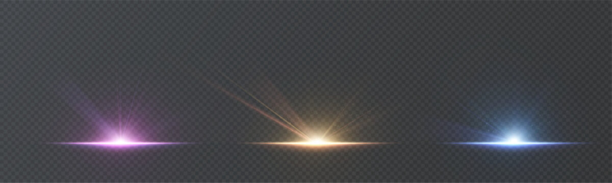 Bright light effect with rays and highlights for vector illustration.