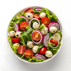 fresh salad with vegetables tomatoes red onions