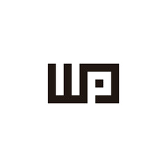 Letter WP square, connect geometric symbol simple logo vector