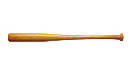 Wooden baseball bat isolated on transparent background for sports and game
