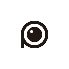 Letter P eye, circle geometric simple symbol logo vector