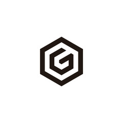 Letter G in O hexagon geometric simple symbol logo vector