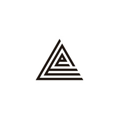 Letter L, E, and e triangle line geometric simple symbol logo vector