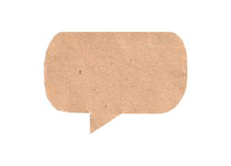 Brown paper bubble. Blank brown cut out cardboard paper speech bubble.