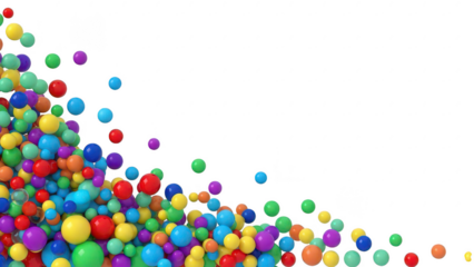 Colorful marbles scattered on transparent background isolated on transparent background