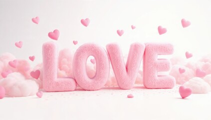 Fluffy Pink Love Letters with Hearts