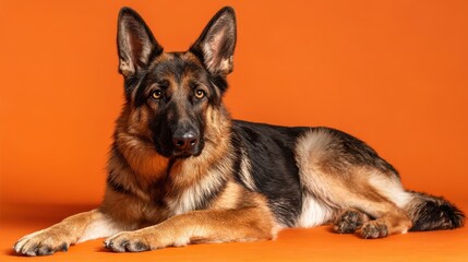 Healthy German Shepherd in vibrant portrait, showcasing an alert and friendly demeanor