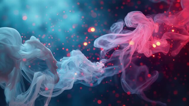 Colorful Smoke Swirls in Vibrant Blue and Red Background