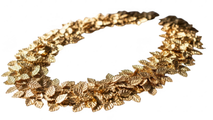 Luxurious gold necklace with floral design isolated on transparent background