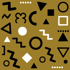Seamless Gold Black Memphis Geometric Icon Pattern Luxury Style