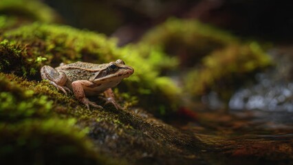 Obraz premium Frog resting near the creek
