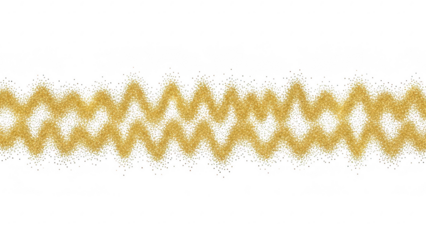 Abstract golden zigzag wave pattern with textured design and metallic effect isolated on transparent background