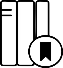 Depicts stacked books alongside a star encased within a circular frame