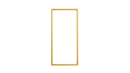 Gold rectangular frame on a transparent background isolated on transparent background