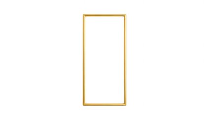 Gold rectangular frame on a transparent background isolated on transparent background